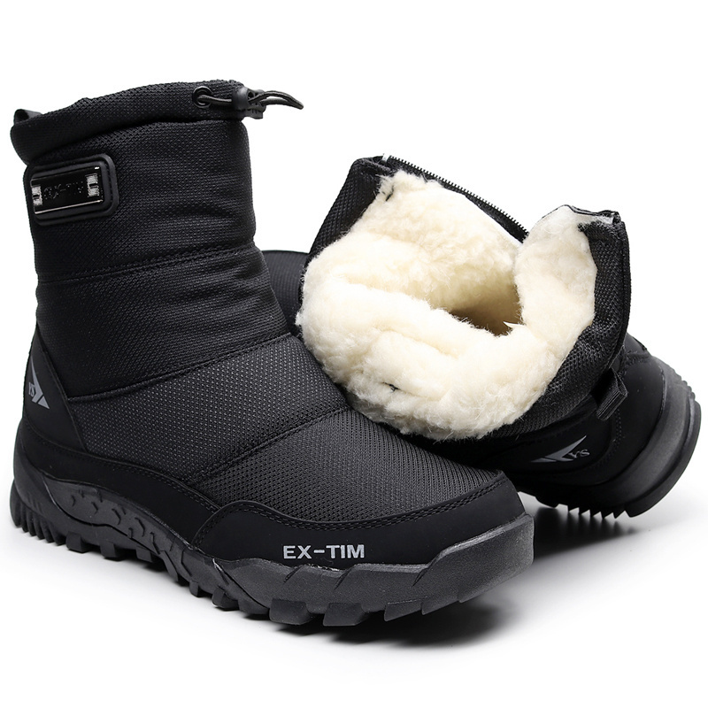 high quality snow boots for men waterproof mens winter boots With Fur winter shoes antislip  platform thick plush warm Plus size