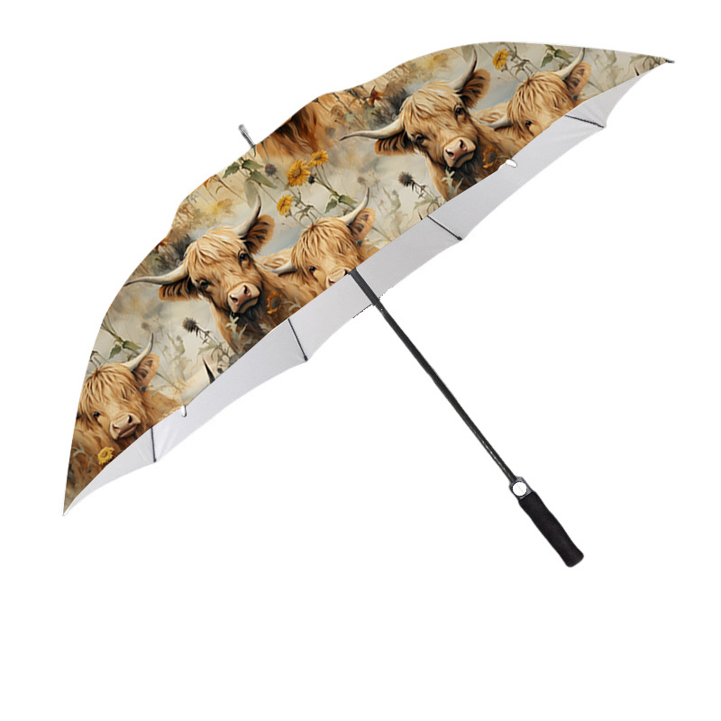 Custom Design Sunflower Highland Cow Umbrella For Daily Use