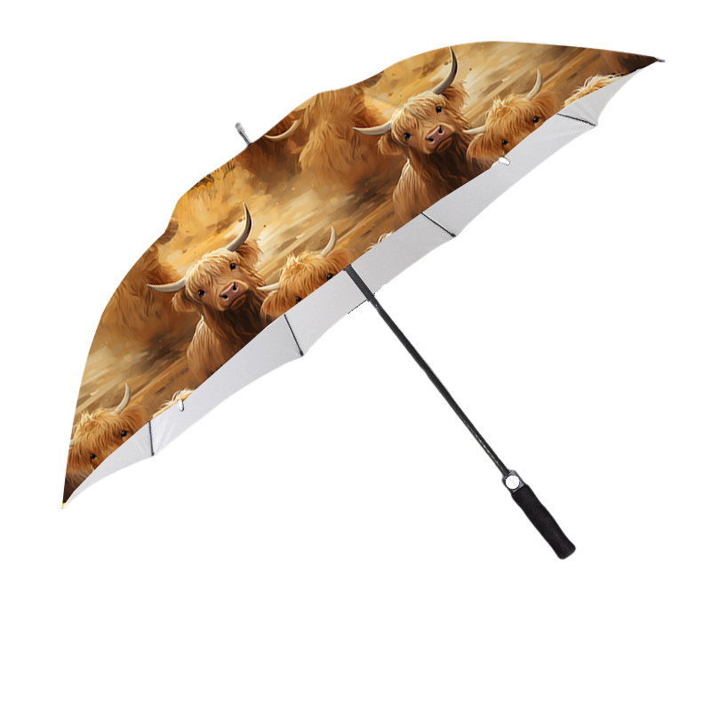 Custom Design Sunflower Highland Cow Umbrella For Daily Use