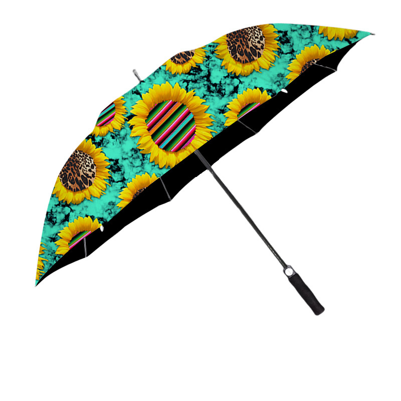 Aztec Teal Sunflower Leopard Cow Print Umbrella For Camping