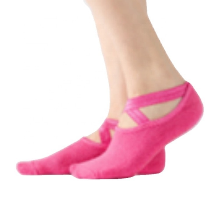 Non Slip Trampoline Yoga Pilates Lady Sock For Adults Grip Slipper Rubber Sole Socks