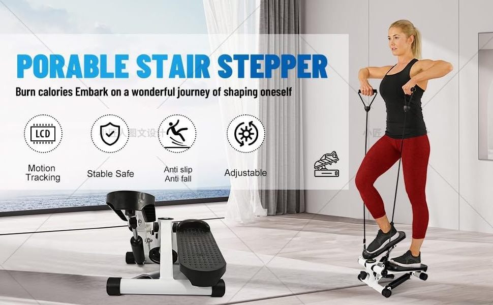 Wholesale Home Gym Stepper Mini Twist Stepper Fitness Aerobic Stepper Walking Machine With Resistance Bands