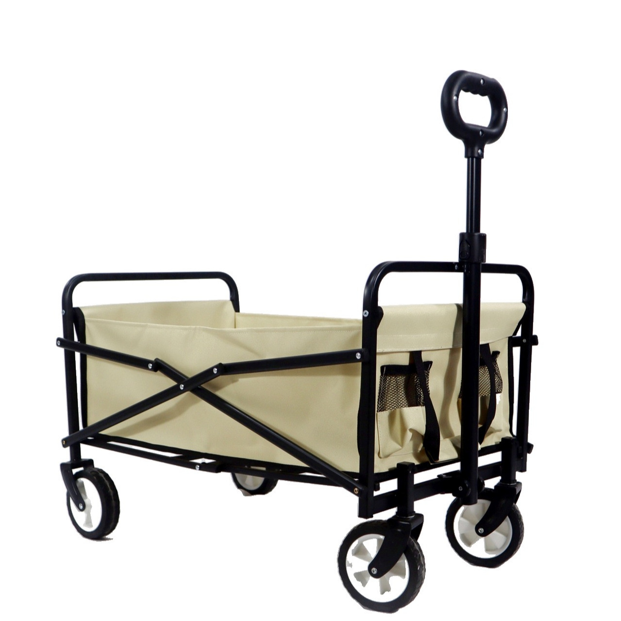 Fast folding outdoor plastic pull handle wheels camping beach wagon cart