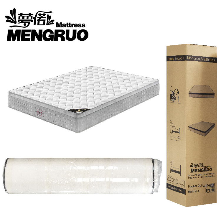 foshan mengruo factory supply high elastic soft memory foam roll packed compressed mattress wholesale double queen king size