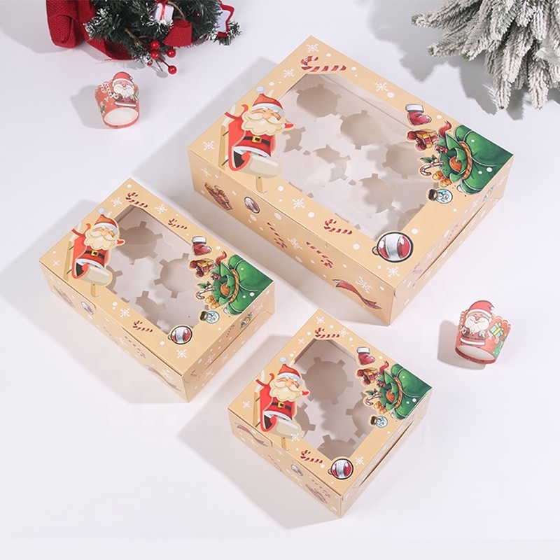 Hot Selling With Window Beautiful Printed Custom Paper Cup Cake Christmas Cake Packaging Box