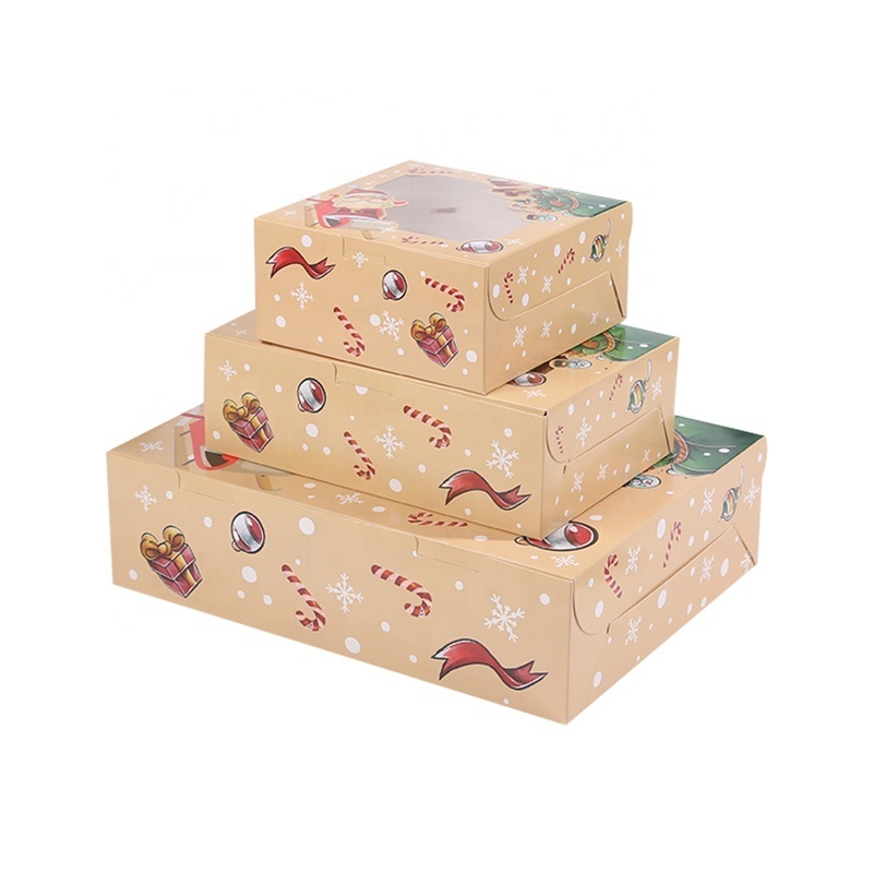 Hot Selling With Window Beautiful Printed Custom Paper Cup Cake Christmas Cake Packaging Box