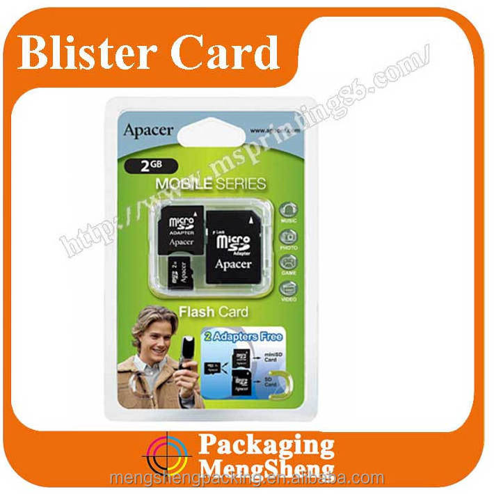 Micro Sd Slim Plastic Package Box New Design Carded Forming Clamshell Pvc Slide Custom Memory Card Blister Packaging