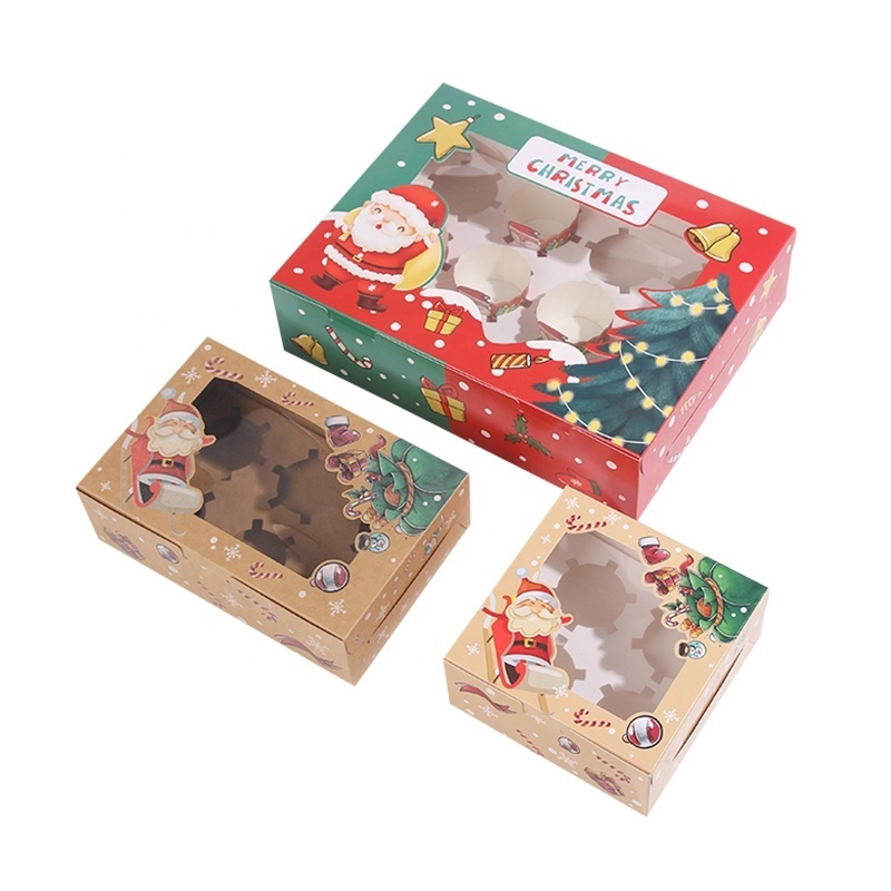 Hot Selling With Window Beautiful Printed Custom Paper Cup Cake Christmas Cake Packaging Box