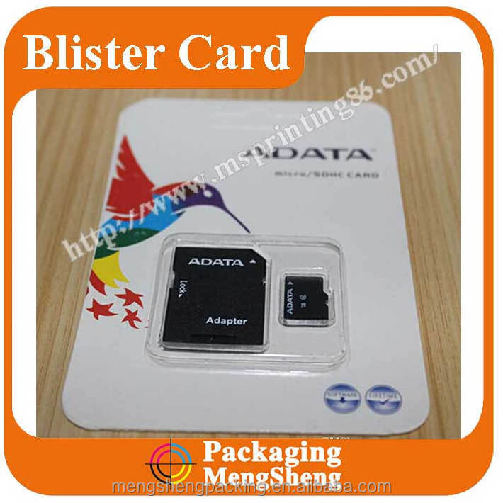 Micro Sd Slim Plastic Package Box New Design Carded Forming Clamshell Pvc Slide Custom Memory Card Blister Packaging