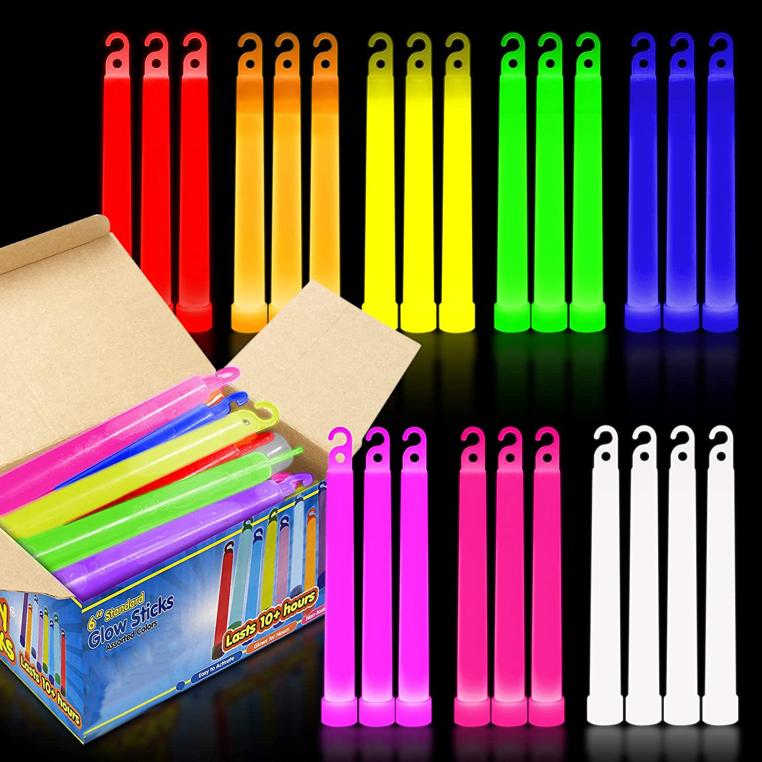 Glow Sticks Party Supplies for Kids and Adults 6 Inch Bulk Glow Light Up Sticks Party Favors Glow in the Dark Party Decorations