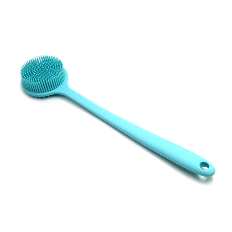 Soft Long Stick Handle Massage Exfoliating Scrubber Cleaning Double Sided Back Silicone Bath Body Brush for Shower