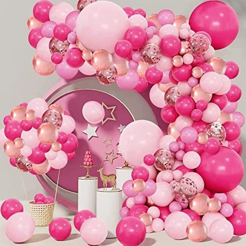 Blue Pink and Confetti Balloon Garland Kit Gold Metallic Balloons Macaron Latex Balloon for Gender Reveal Party Decorations