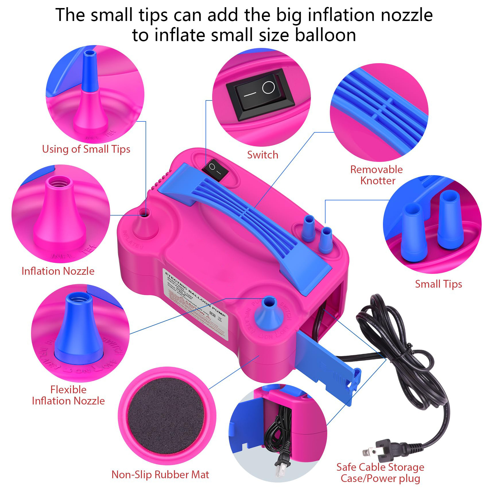 Ama-Zon Partner Portable Dual Nozzle Automatic Ballon Manual Plastic Hand Air Pump Electric Balloon Pump Inflator Machine