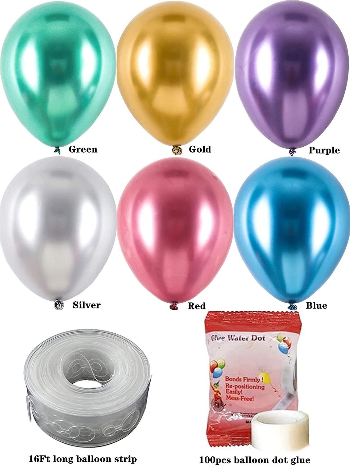 A-mazon Partner Factory Matel 2.8g 12 Inch Pearl Chrome Balloons Latex Metallic Helium Chrome Balloons Ballon Globos Metalicos