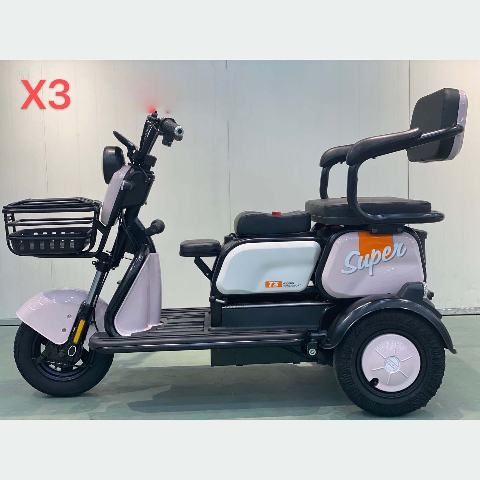 Fashion 500w three-wheel  front passenger loading electric tricycle