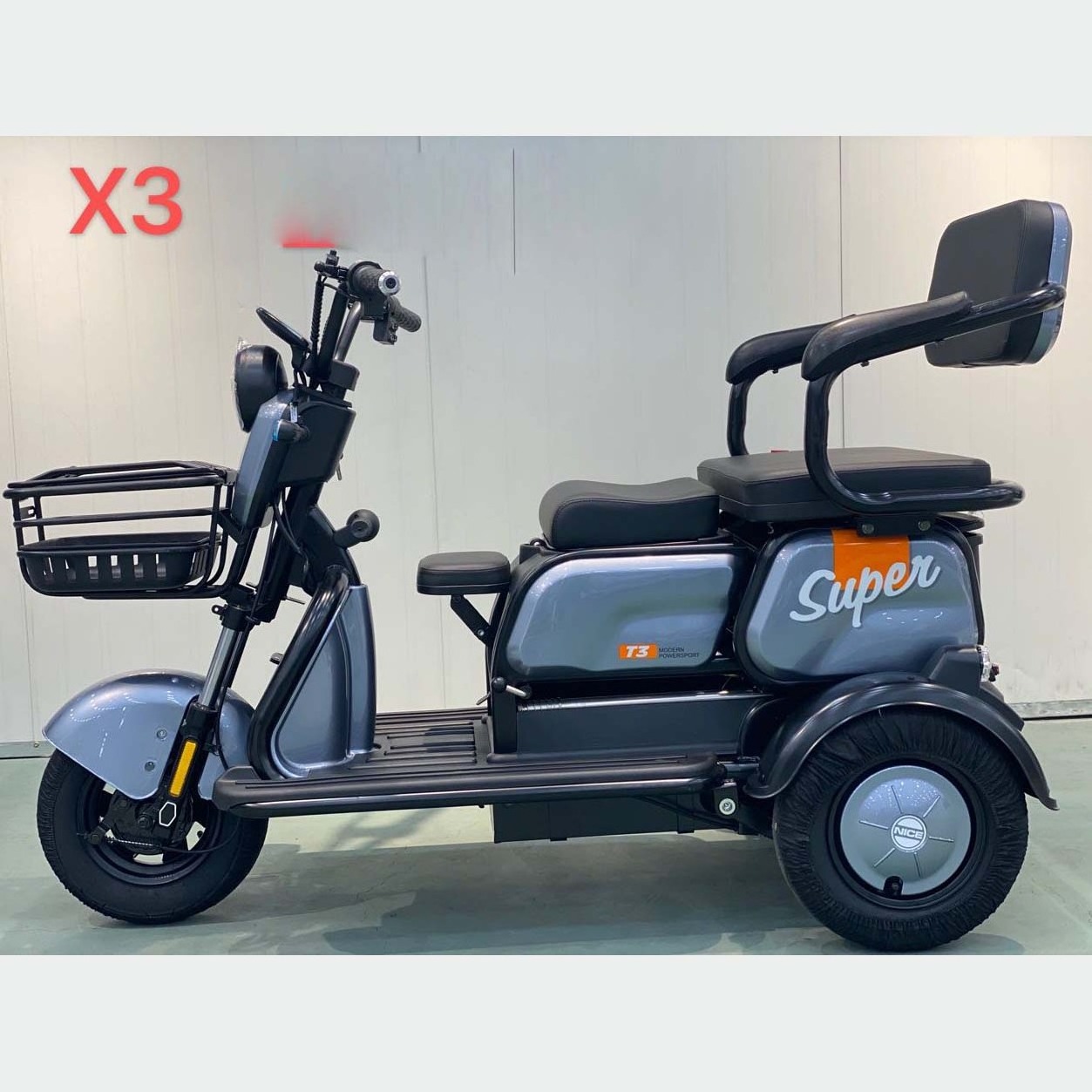 Fashion 500w three-wheel  front passenger loading electric tricycle