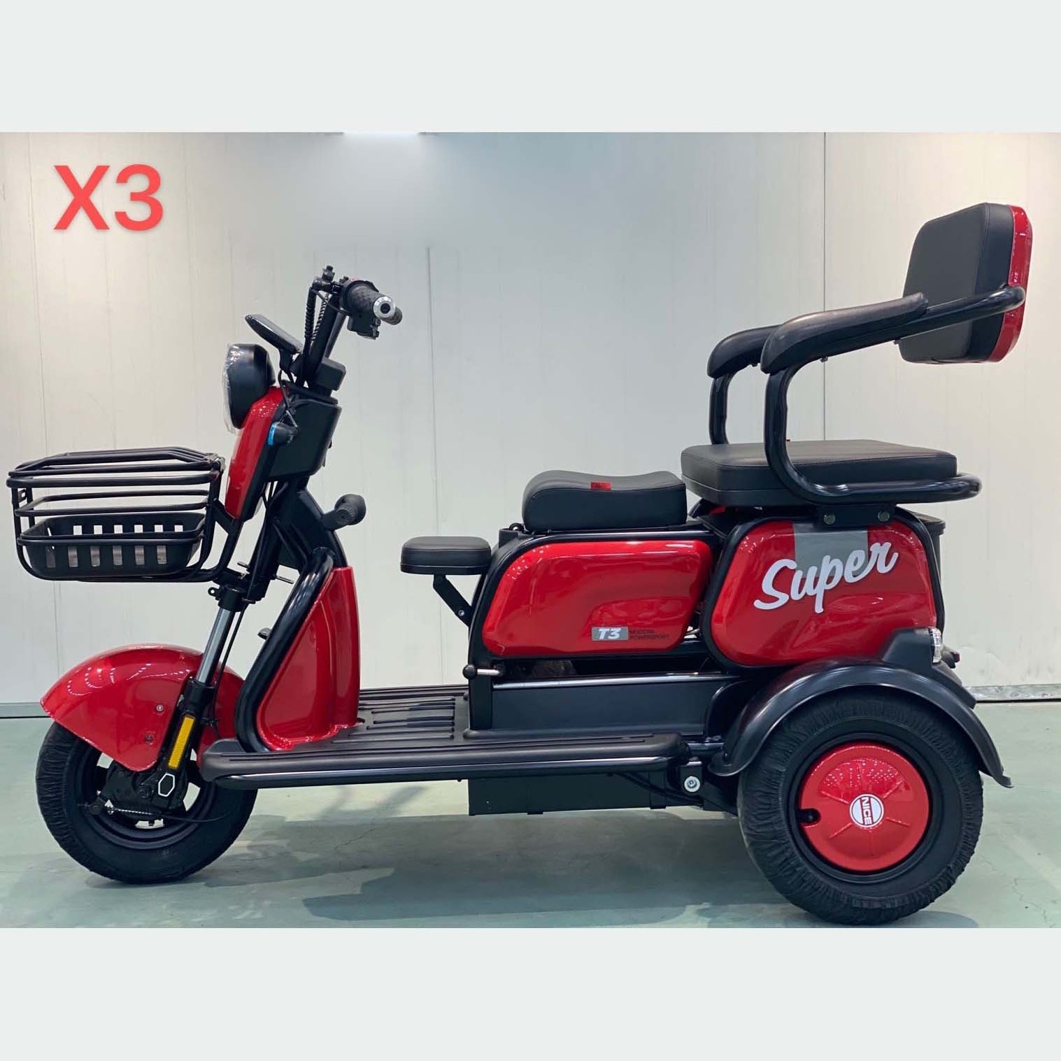 Fashion 500w three-wheel  front passenger loading electric tricycle