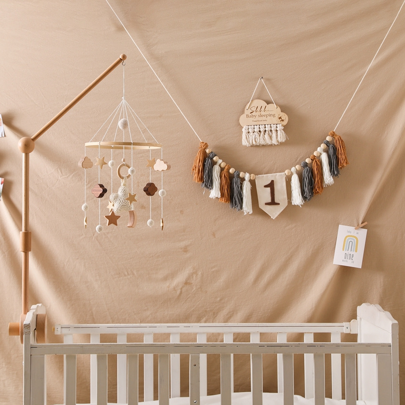 Star Baby Mobile Hanging Toys Nursery Decor Wood baby Mobile Felt for Crib Baby Mobile Holz Quran