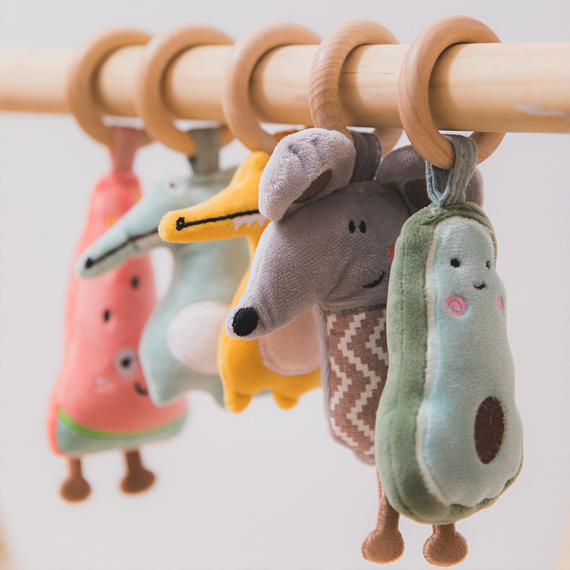 Cute Baby Crib Stroller Toy Rabbit Bunny Bear Soft Plush infant Doll Mobile Bed Pram kid Animal Hanging Ring