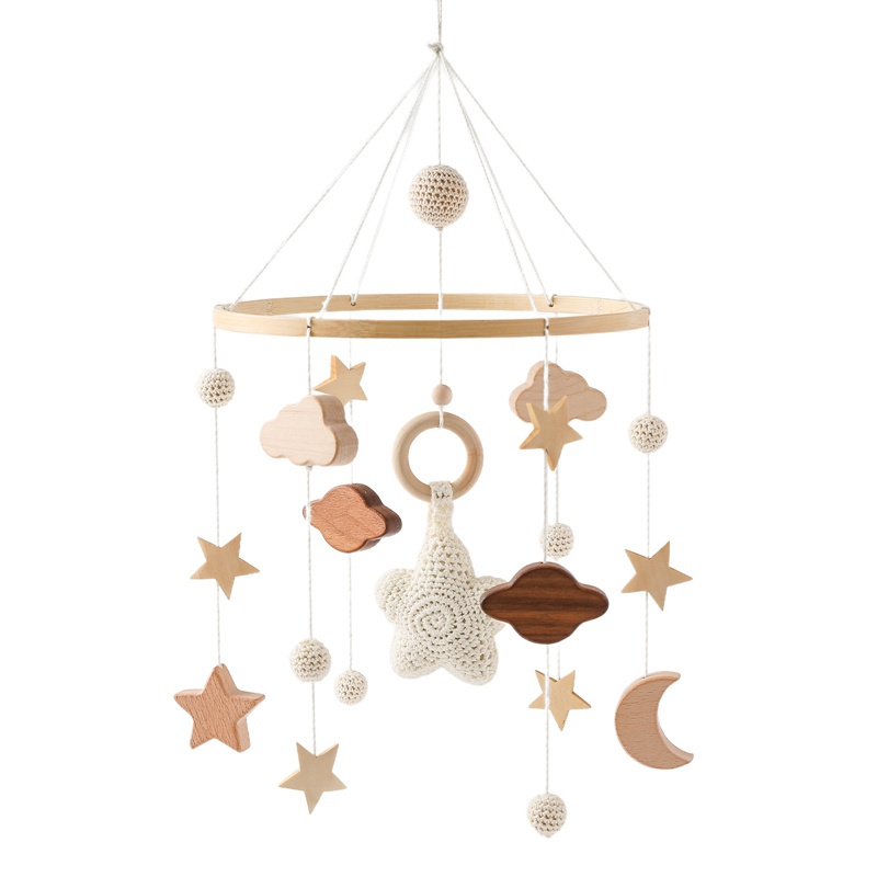 Star Baby Mobile Hanging Toys Nursery Decor Wood baby Mobile Felt for Crib Baby Mobile Holz Quran