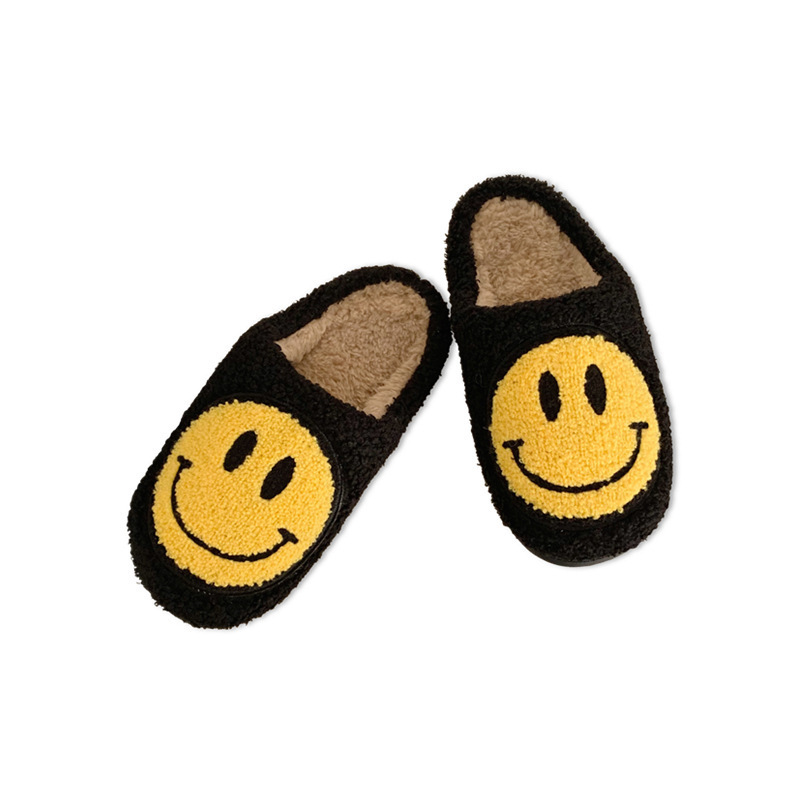 Fashion House Home 2022 Women Fluffy Fur Slippers Big Smile Slipper Short Plush Fleece Flat For Lady Indoor Slippers