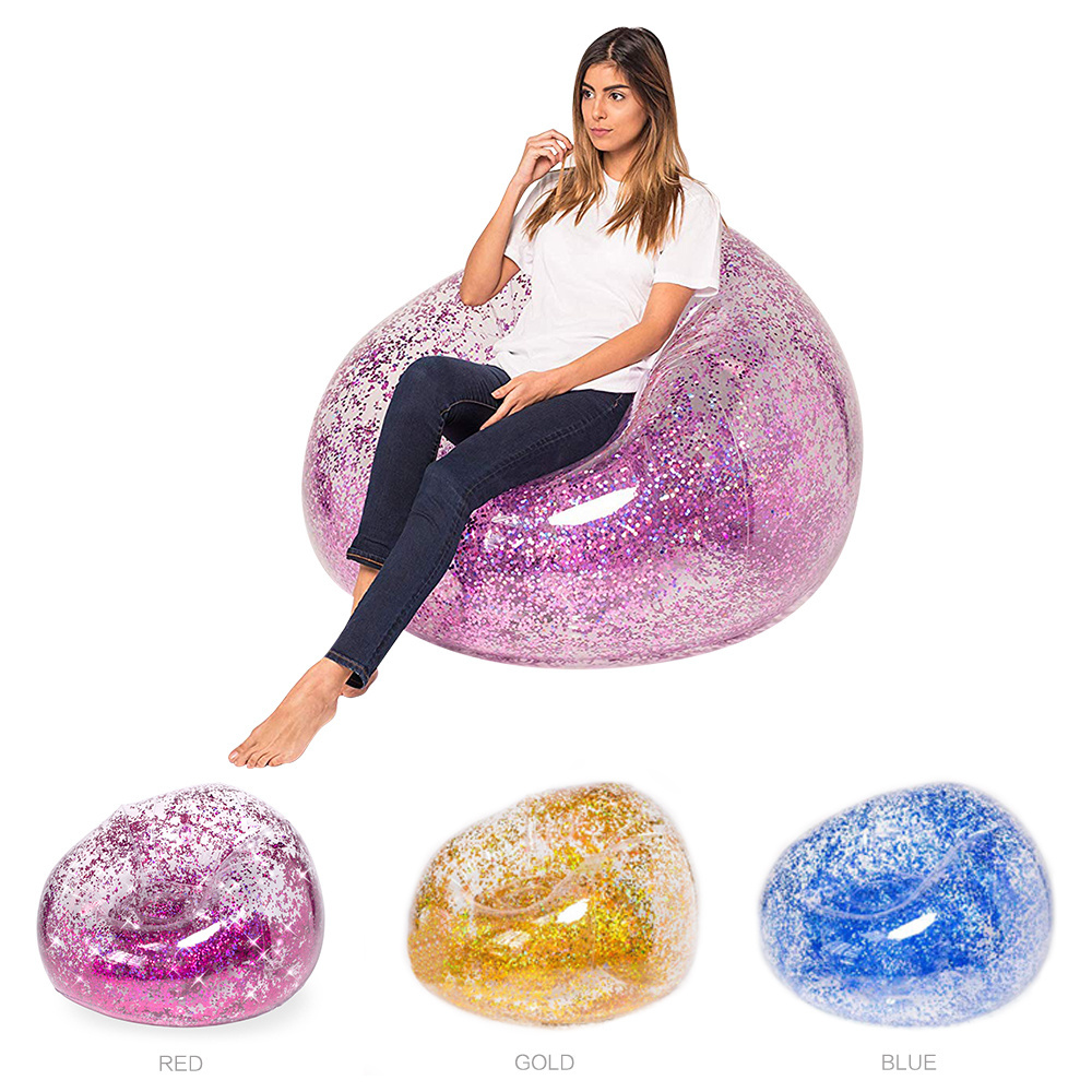 Inflatable Lazy Bag Sleeping Bag Outdoor Camping Portable Air  Beach Bed Rose Gold Glitter Inflatable Chair Sofa