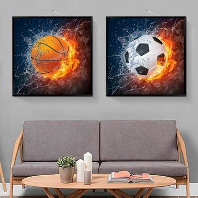 Diamond Painting Kit Football Baskeaball Wall Art Round Drill Diamond Painting Kit for Adults