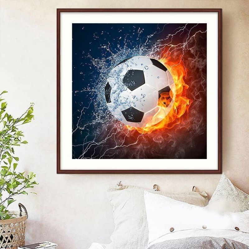 Diamond Painting Kit Football Baskeaball Wall Art Round Drill Diamond Painting Kit for Adults