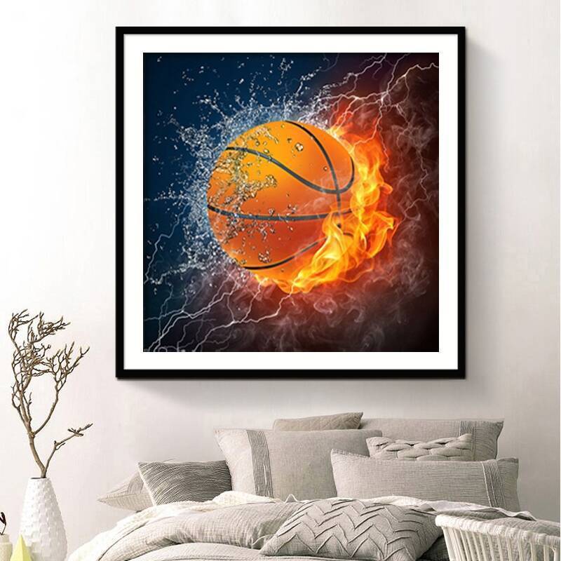 Diamond Painting Kit Football Baskeaball Wall Art Round Drill Diamond Painting Kit for Adults