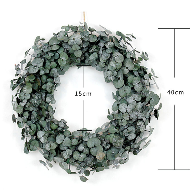 Hot Selling Natural Wedding Decorative Wreath Green Eucalyptus Foliage Dried Flower Wreath for Front Door Wall Decor