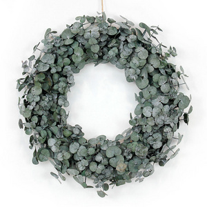 Hot Selling Natural Wedding Decorative Wreath Green Eucalyptus Foliage Dried Flower Wreath for Front Door Wall Decor