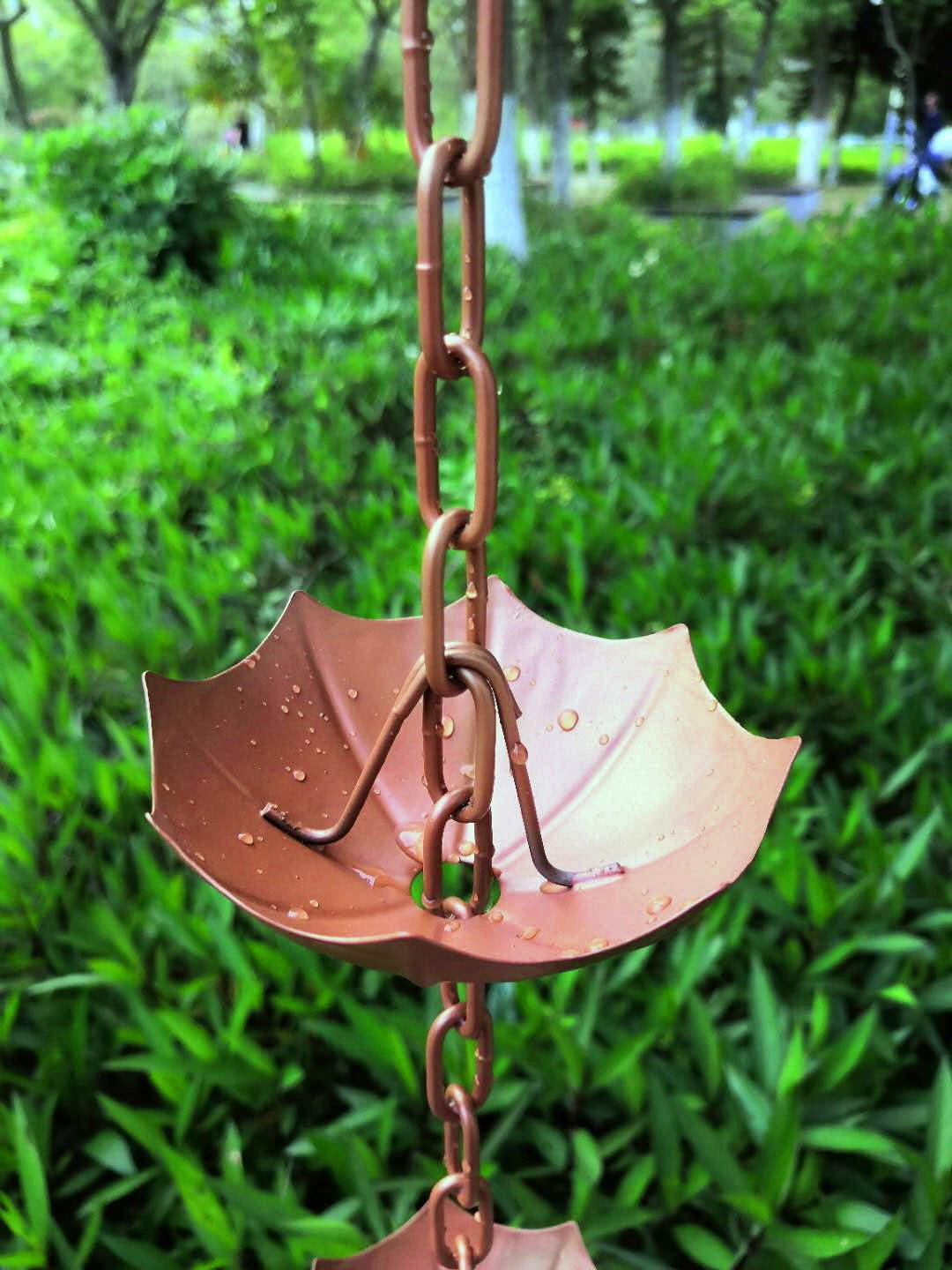 Metal umbrella rain chain with hanging hook and gutter adapter  copper rain chain gutter rain chain