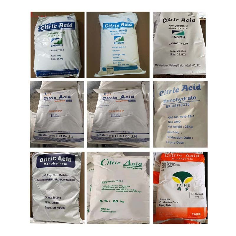 Wholesale price BP98 E330 FCC 25kg bag ttca rzbc ensign  citric acid anhydrous 30 -100 mesh food grade