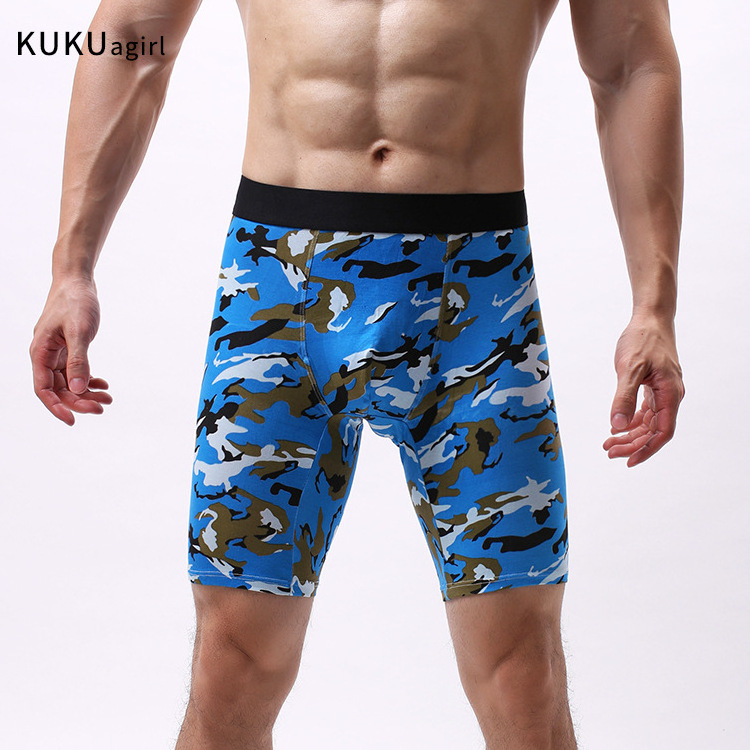 2021 American Popular Camouflage Printed Sporting Long Leg Shorts Quick-dry Mens Underwear Boxer Briefs