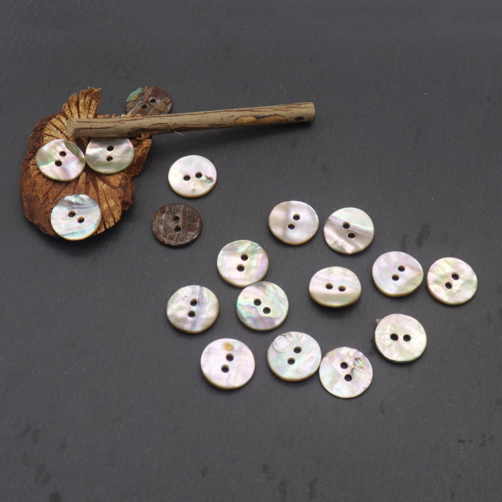 Wholesale Natural abalone 2 hole shell button high grade shirt woolen sweater buttons for clothing