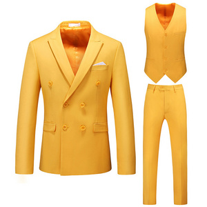 Men multi colors Suits 3 Pieces Blazer Vest Pants Set  Formal wedding Business Men's Suits for Men