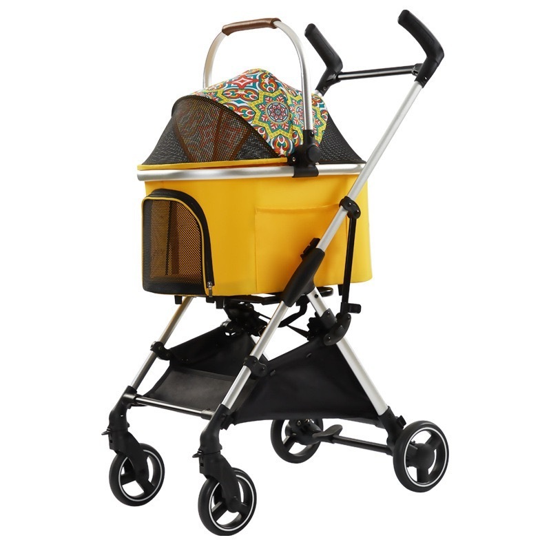 4 Wheels Pet Stroller Dog Cat Cage Jogger Stroller for Medium Small Dogs Cats Travel Folding