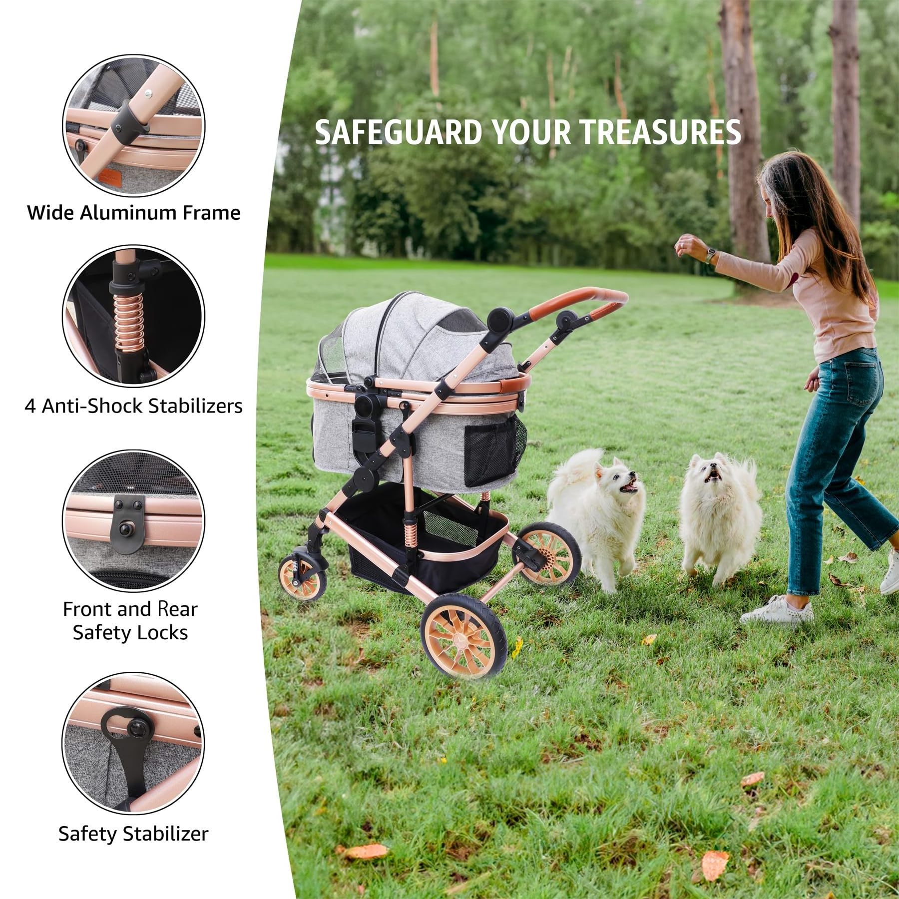 Pet Stroller for Small Dogs, Cats - Portable Teddy Cart for Activities Pet Stroller Outdoor for dogs