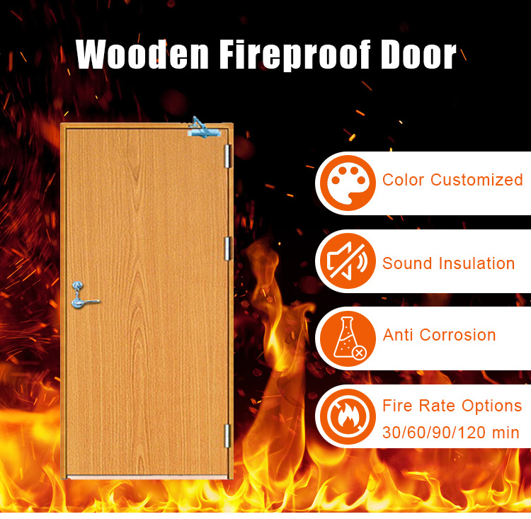 90 Minutes Fire Rated Wood Door Soundproof/Fireproof Wooden Door For Hotel Guest Room