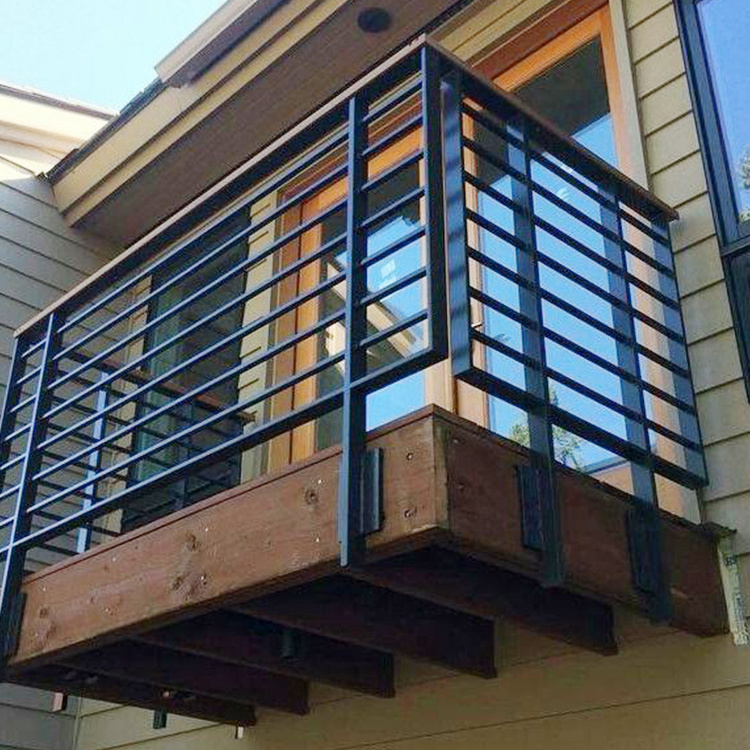 Custom Design Black Square Pipe Aluminum Balcony Railing Fence Aluminum Alloy Outdoor Picket Railing