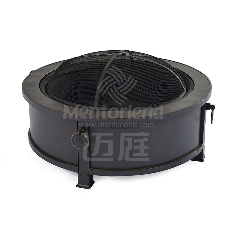 Outdoor patio metal Stainless steel aluminum round smokeless charcoal black garden firepit with lid