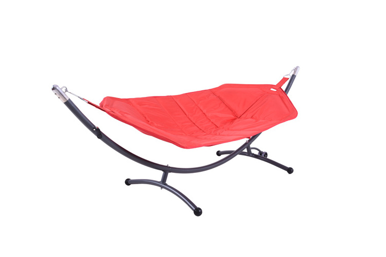 Low price camping swinging outdoor chair steel arc tube patio swing chair hammock stand with wheel