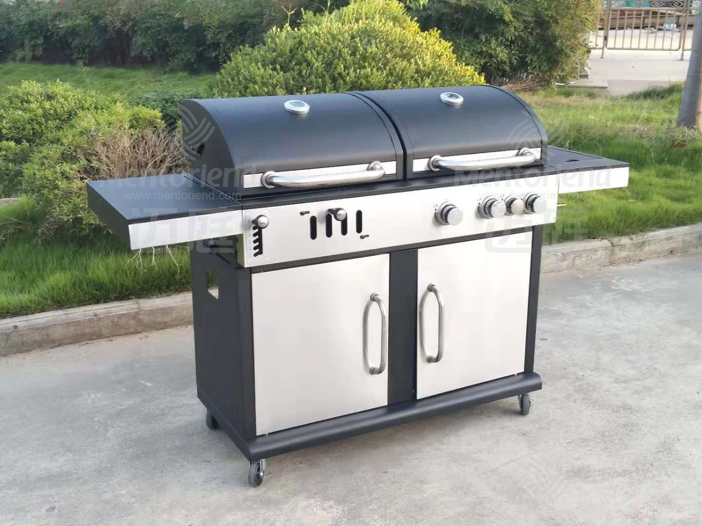 Professional manufacture stainless steel double fuel charcoal gas grill outdoor garden barbecue grill