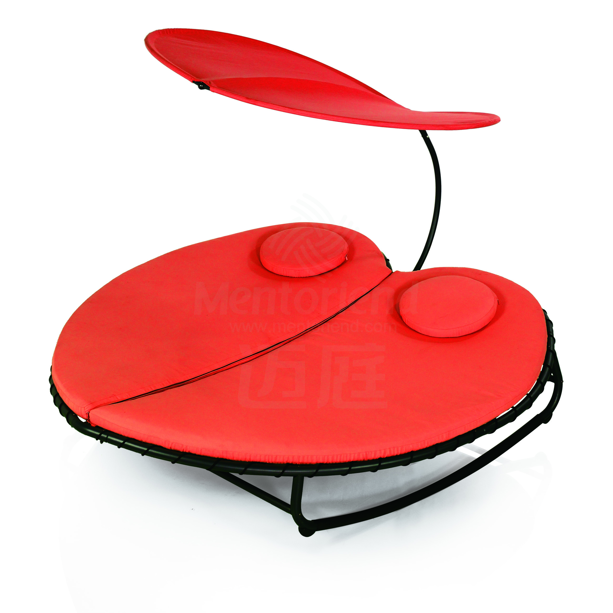 Promotional Top Quality Heart Double Rocking Bed With Shelter Cover Swing Chair Sunbed