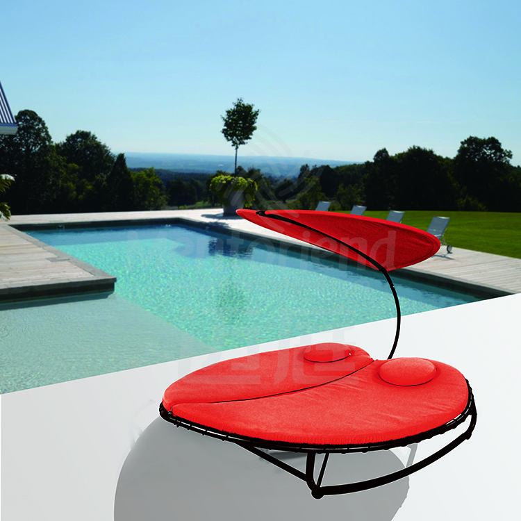 Promotional Top Quality Heart Double Rocking Bed With Shelter Cover Swing Chair Sunbed