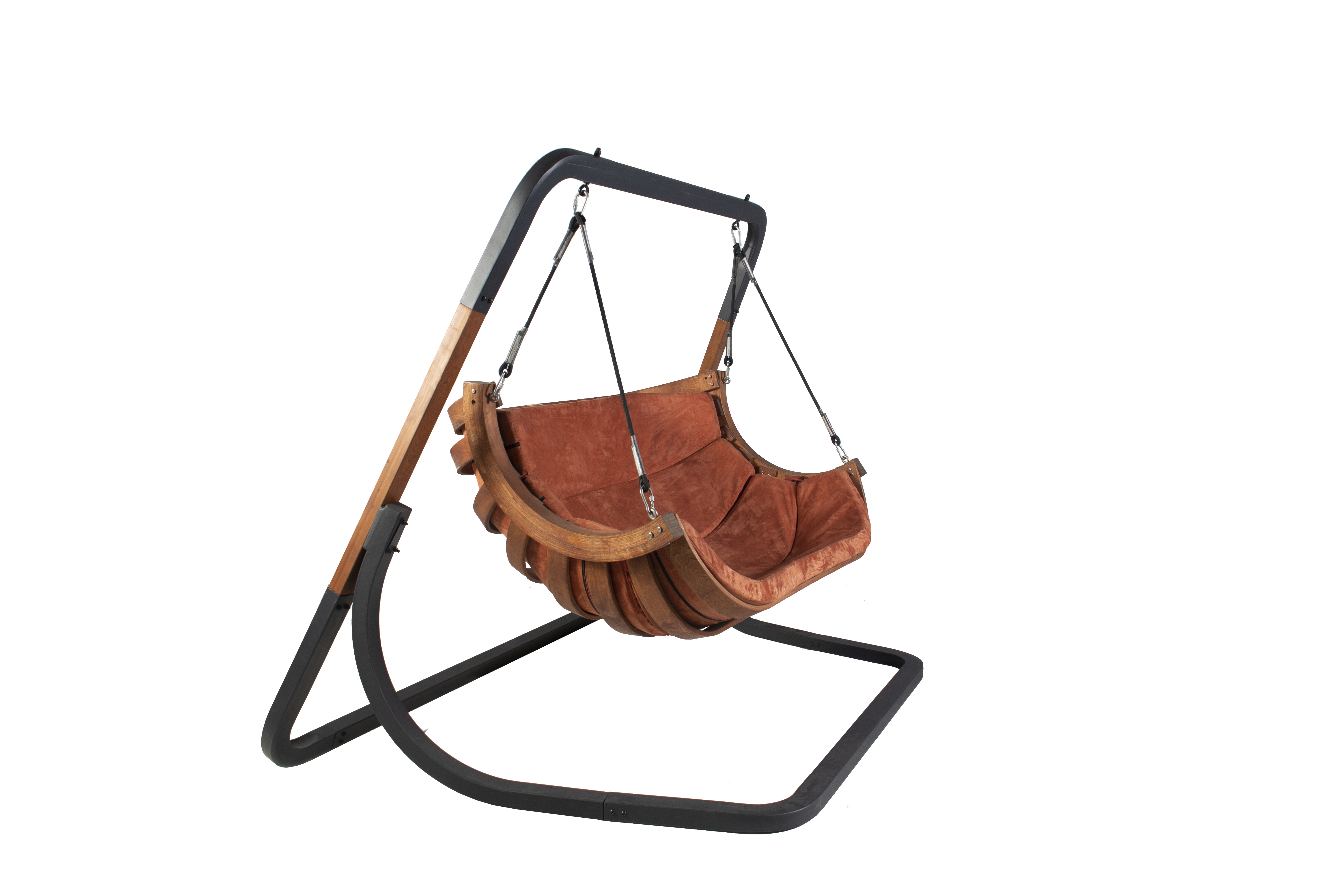 Hot Selling Wooden Hanging Swing Chair 2 Seater With Canopy Courtyard Outdoor Furniture Wood Swing Chair Hammock Wooden