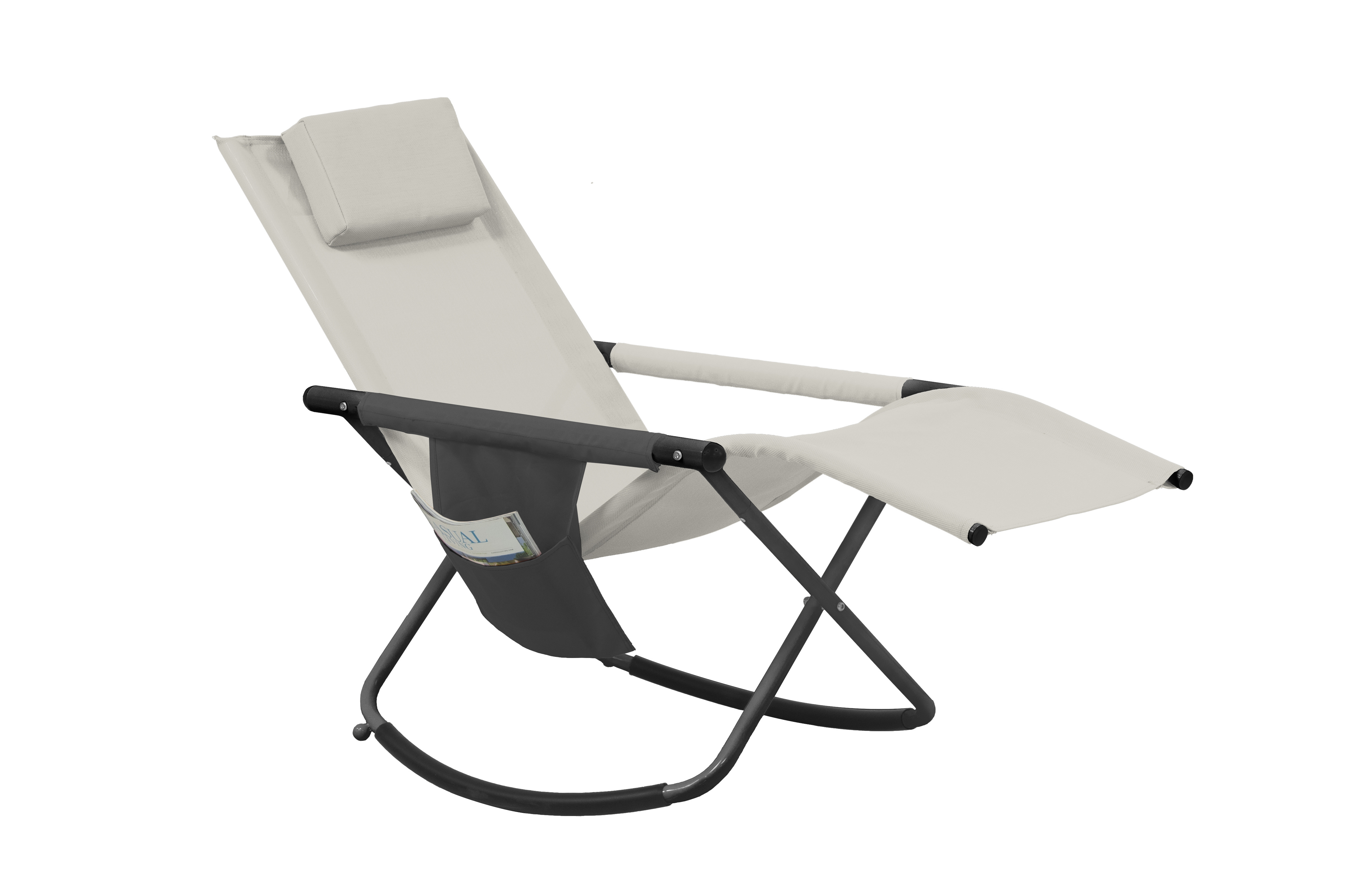 Outdoor Patio Teslin Steel Furniture Lounge Comfortable Round Corners Sleeping Rocking Living Room Reclining Chair