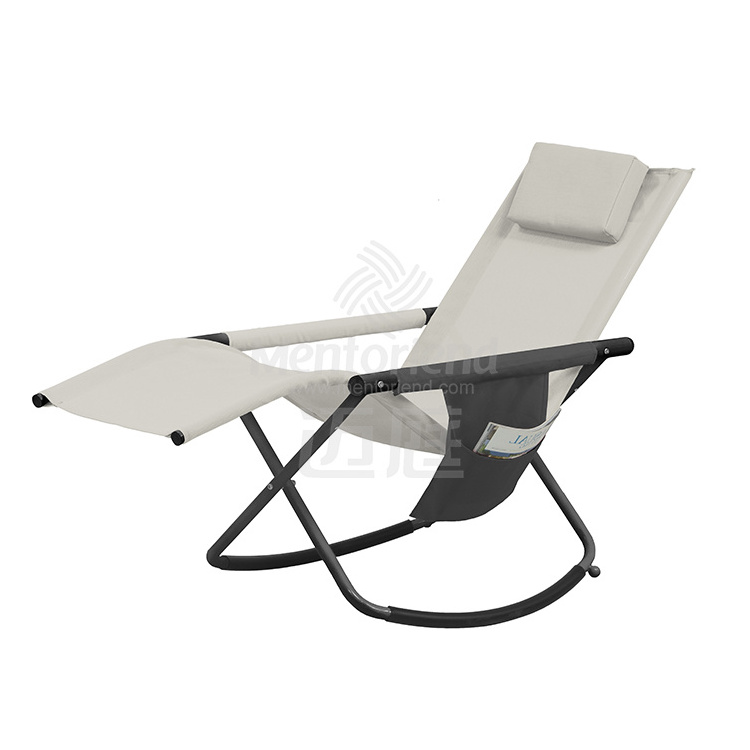 Outdoor Patio Teslin Steel Furniture Lounge Comfortable Round Corners Sleeping Rocking Living Room Reclining Chair