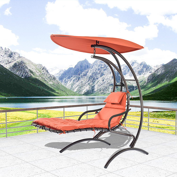 2023 New Design Steel Hammock Hanging Chair Garden Beach Chairs Umbrella Steel Rocking Chair