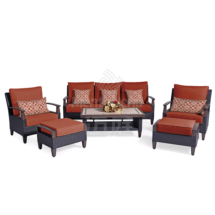 6 Pieces Outdoor Patio Furniture Sets Rattan Chair Set Backyard Porch Garden Balcony Furniture